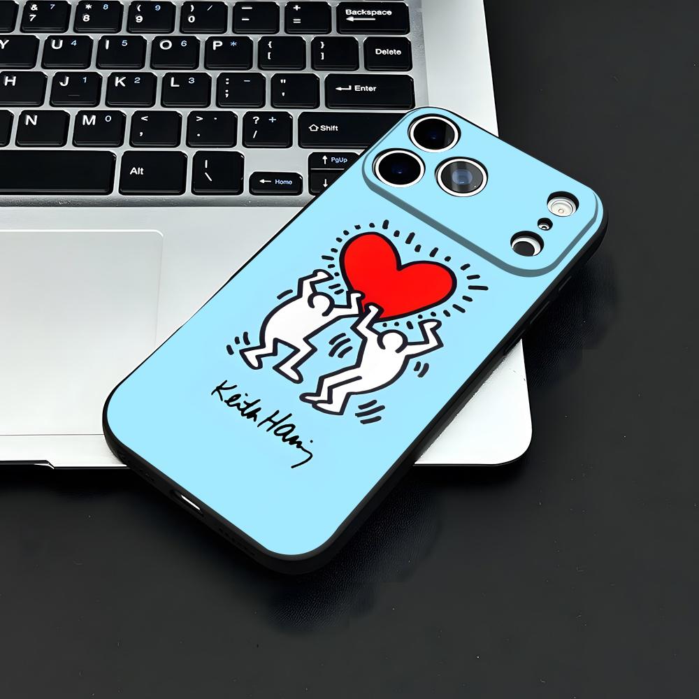 Künstler K-H-haring Handyhülle Für IPhone 17 Air 16 E Pro Max 15 14 13 Mini 12 Pro 11 Max Plus Schwarze Weiche Hülle