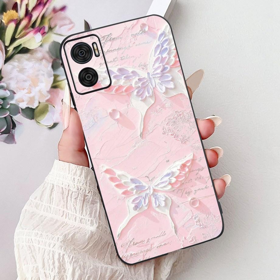 Phone Case For Motorola Moto E22 E22i E22s Motorola E20 E30 E40 E13 E14 Luxury Girly Cartoon Cover Soft Matte Silicone Capa