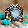 2026 New European and American Star Moon Retro Ring, Female Design Sense, Personality Temperament, Punk Trend, Antique Zircon