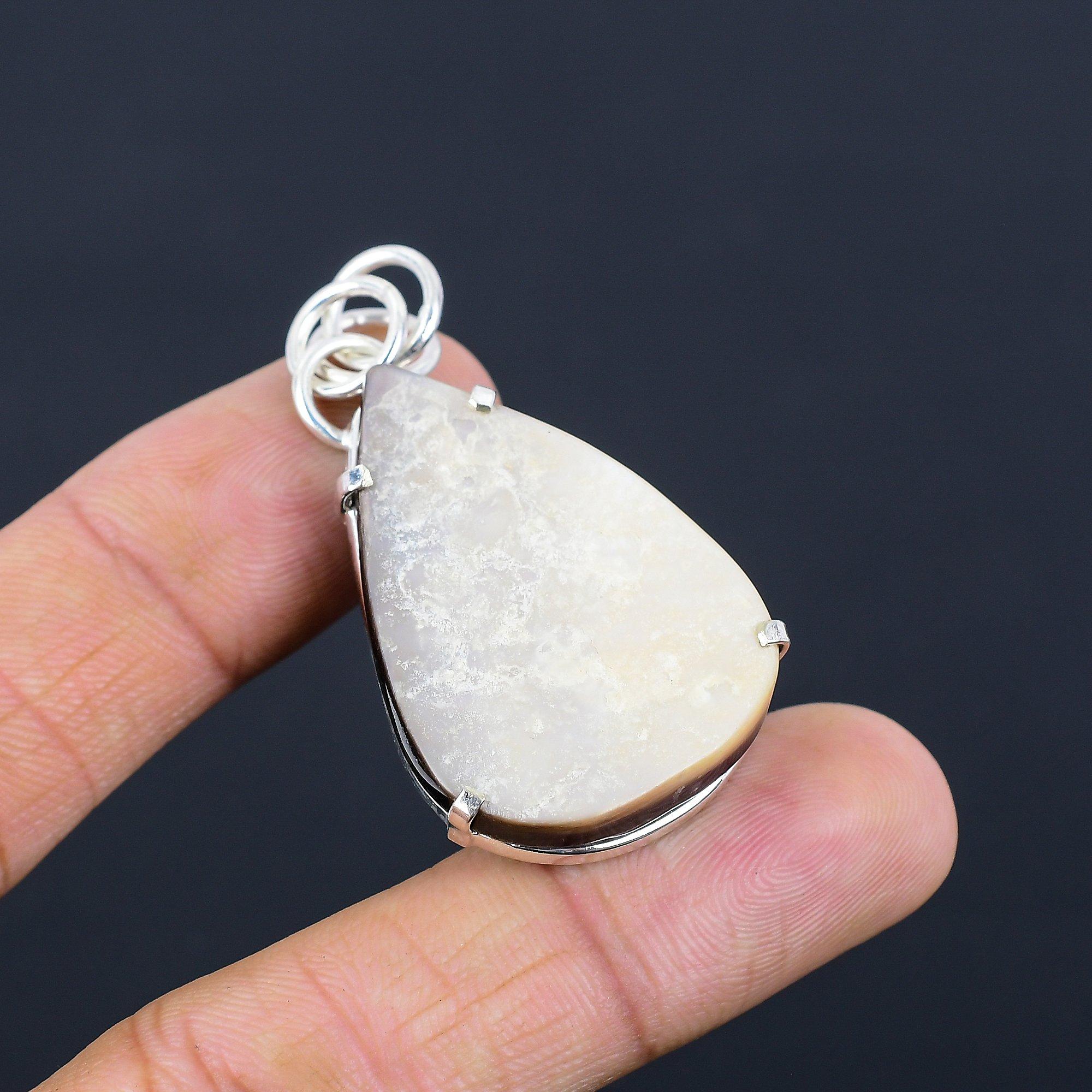 925 Silver Natural Mother Of Pearl Bezel Engagement Handcrafted Daughter Pendant