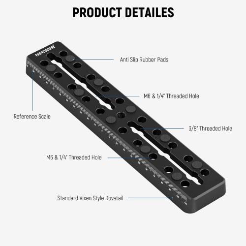 NEEWER 9"/230mm Rail Bar Vixen Style Dovetail Plate Dovetail Plate M6 with 1/4" 3/8" Camera Screw Metal Mount Plate Saddle Telescope Mount Adapter OTA