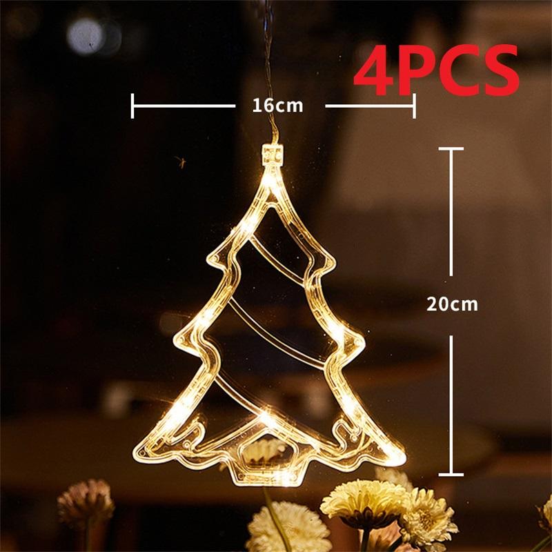Christmas LED Light Snowflake Santa Hanging Sucker Lamp Window Ornaments Decoration for Home Xmas Navidad 2025 New Year Decor
