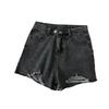 Pants Fashion Versatile Women's Summer High-waisted Thin Thin Section Loose A-line Wide-leg Pants Broken Holes Burlap Sub Denim Shorts Individuality