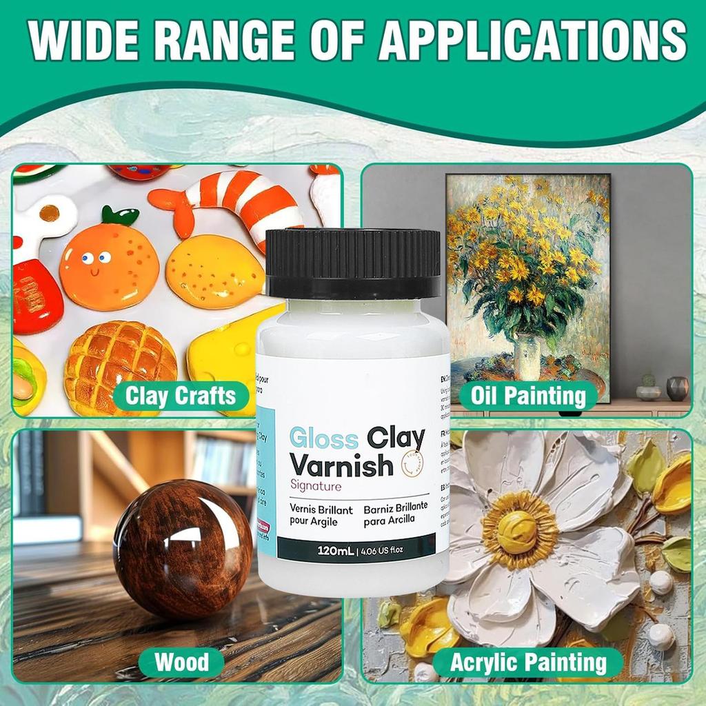 120ml Clay Varnish Acrylic Air Dry High Gloss Finish Air Dry Clay Sealant for Ceramics Oil Painting Wood Maintenance