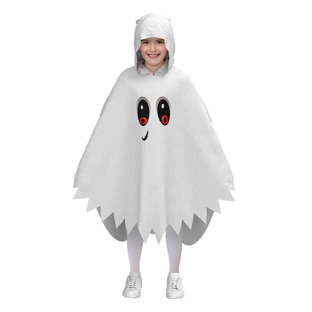 Glowing Halloween Kids Cosplay Cloak White Black Ghost Face Cloak Shawl Children's Party Costume