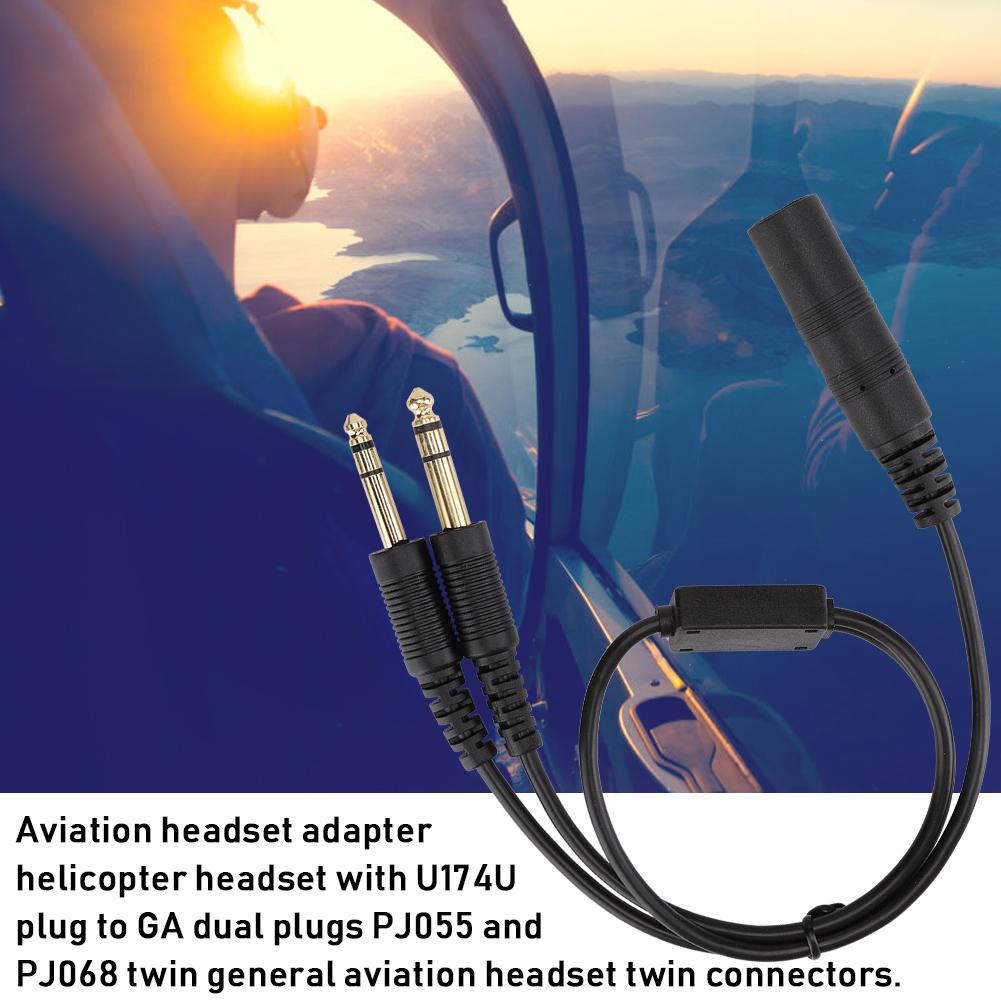 H GA Helicopter Universal Aviation Headset Adapter for David Clark Cable