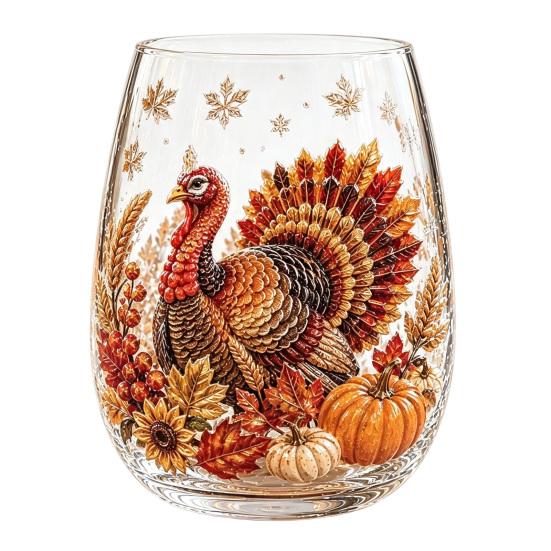 Borosilicate Glass Cup with Lid Autumn Harvest Cup, High Tumbler for Iced Coffee Tea Durable Drinkware Home And Juice, 350ml Clear Drinking