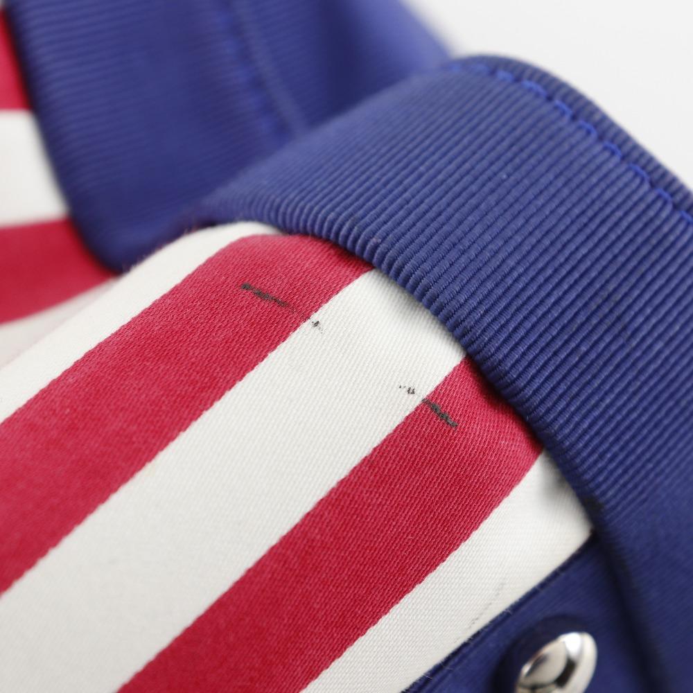 Chanel Chain Tote Tote Bag A47944 Cruise Line Border Navy Blue cotton/Nylon Women Used