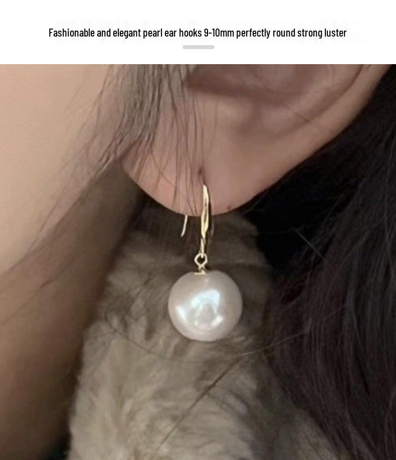 Elegant S925 White Edison Pearl Hooks: Perfectly Round, Strong Luster, Minimal Flaws, Fashionable Earrings.