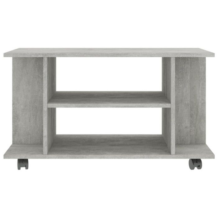 Meuble TV - Design - 80x40x45 cm - Bois d'ingénierie - Gris béton - 4 étagères ouvertes