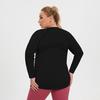 Women's Plus Size Mesh Patchwork Moisture-Wicking Long Sleeve Yoga Top