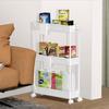 SPACEKEEPER Kitchen Cart, Slim, 13cm, Gap Storage, with Storage Cups and Dividers, Multifunctional, for Small Items, Food, and Condiments, Casters, Ea