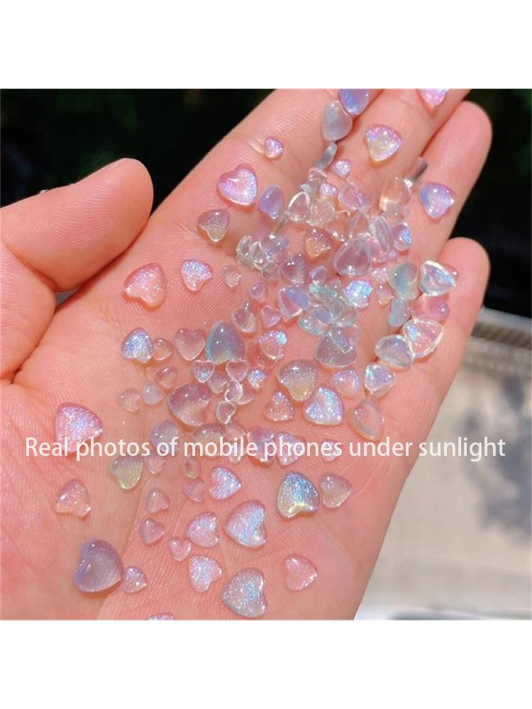 50PCS Accessories Resin Kawaii Nail Art Charms Cartoon Heart Nail Decorations Mixed Size Bulk Manicure Rhinestones Jewelry DIY