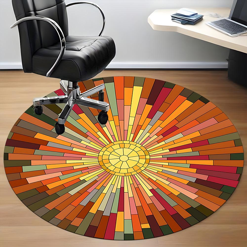 1pc Sunburst Mosaic Office Round Area Rug, Indoor Mat Suitable ForOffice, Under Office Chairs Bedroom Living Room Home Decor, Room Deco  D056
