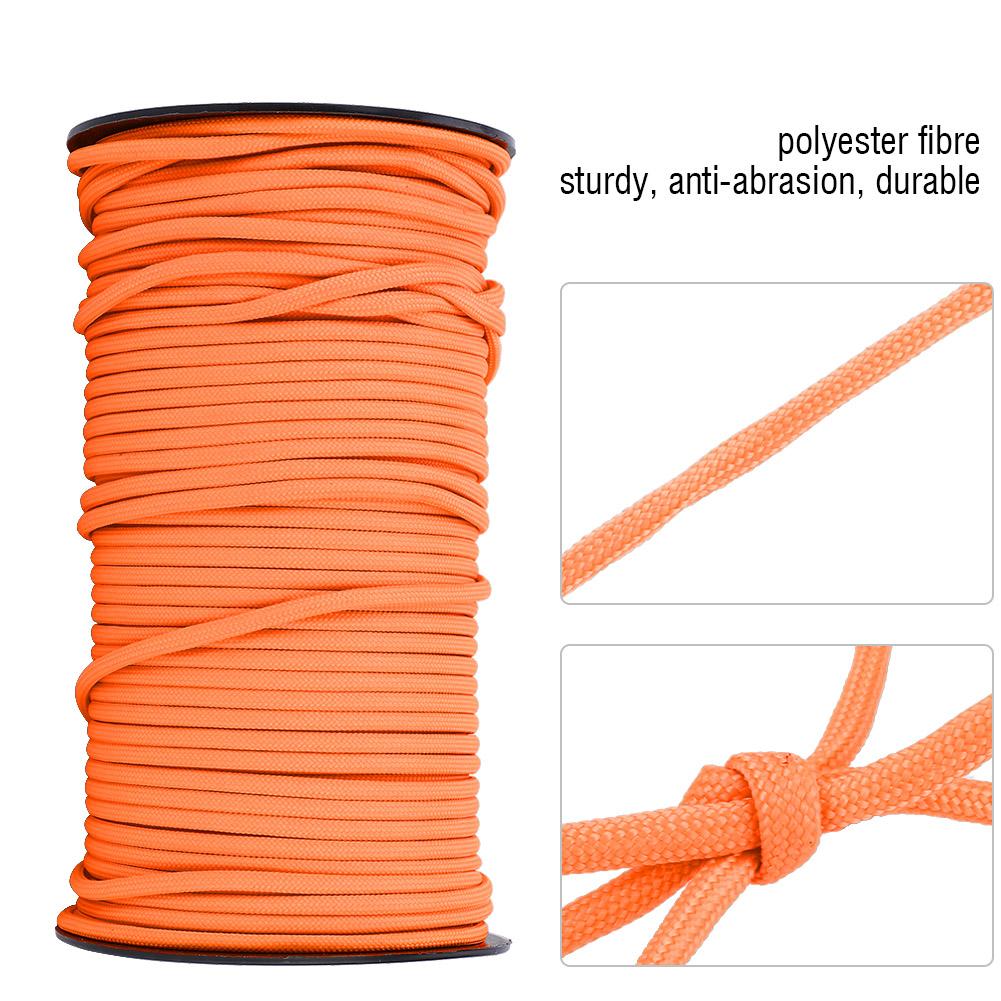 100m 9 Strands 4mm Heavy Duty Parachute Cord Lanyard String Cloth Line Camp Rope (Orange)