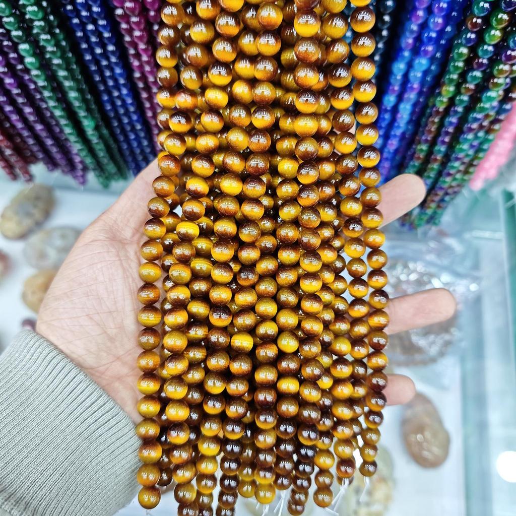 10mm Cat's Eye Stone Beads: Single, Double, Triple Color Options for DIY Jewelry Accessories.