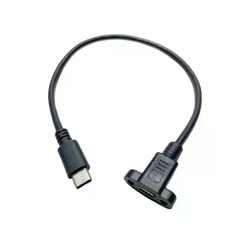 1 Stück Panelmontage Typ-C USB-C Stecker auf Buchse Verlängerungskabel Mit Schraubloch Verriegelungsstecker Kabel 0,3/0,5/1/1,5 Meter