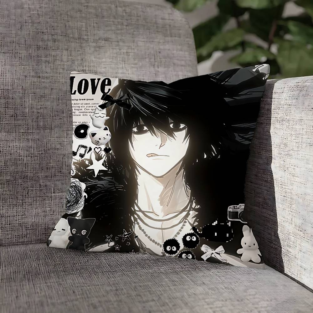 D-Death Misa L Yagami N-Note Pillow Case For Sofa Decor Car Office Room Printing Cushion Cover Decorations and Protector