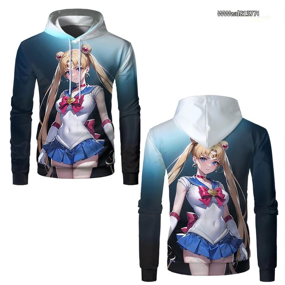 Sailor Moon Anime 3D Printed Men Hoodie Fashion Casual Funny Girls Hoodies Oversized Street Woman Sweatshirts Clothing Tops