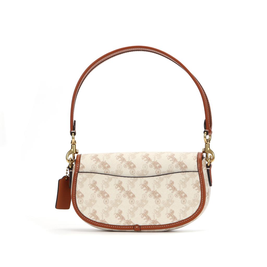 Coach Harley 23 Classic Logo Saddle Bag Women Shoulder Bag Chalk Polished-Amber CR511-B4TXF