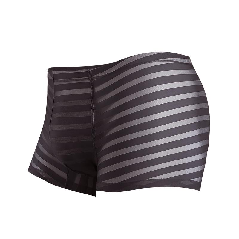 Men's Ice Silk Breathable Boxer Briefs: Antibacterial, Lightweight, Striped Summer Underwear.