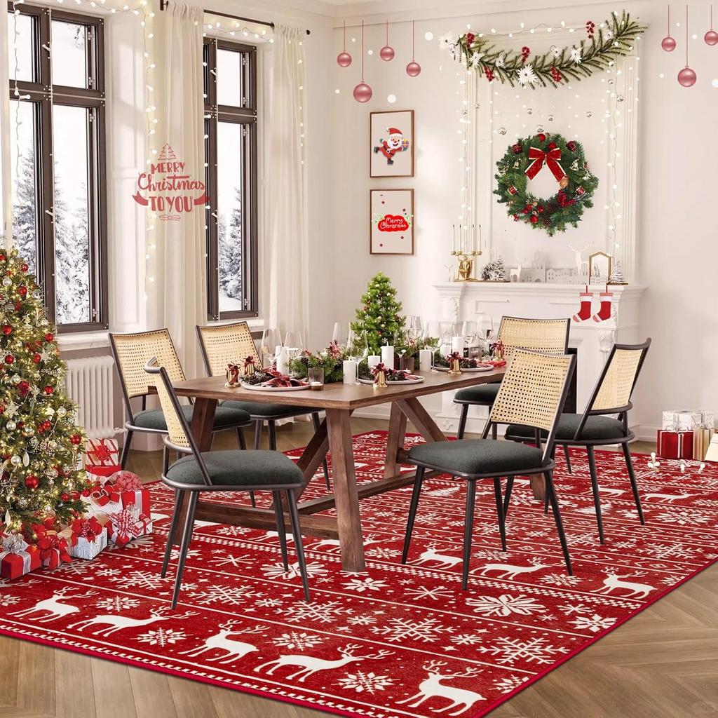 Christmas Anti-Slip Floor Mat - Fully Padded In Living Room, Printed Pattern for Bedroom Side Mat, Home Decoration