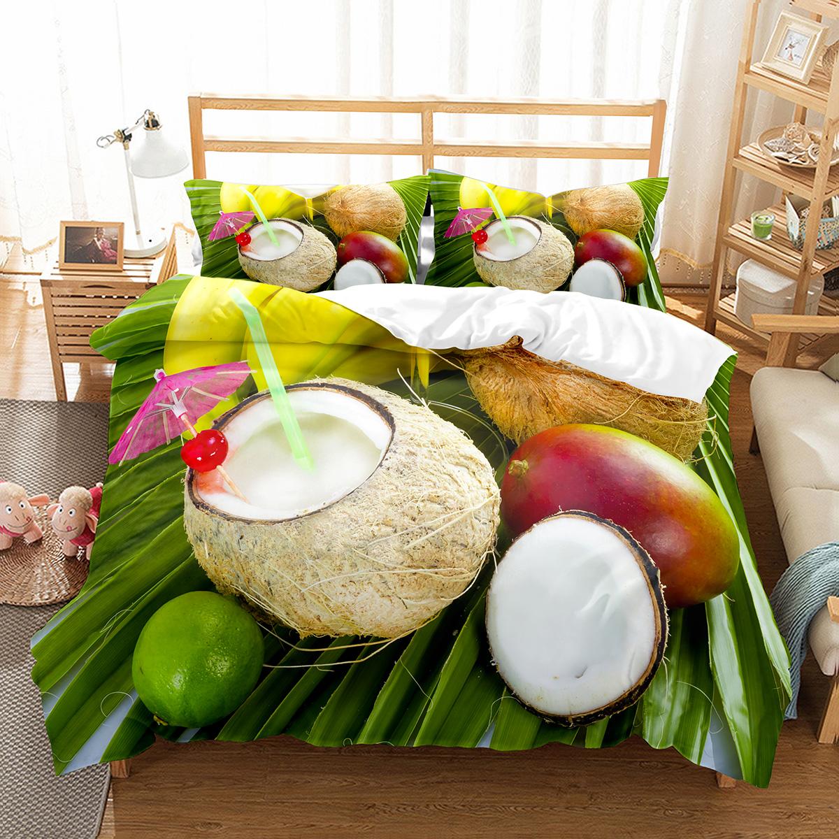 

Coconut Duvet Cover Set Coconut Tree Pattern Quilt Cover for Boys Girls Kids Bedroom Decor Double Single Size Comforter Cover EU single(135x200cm)