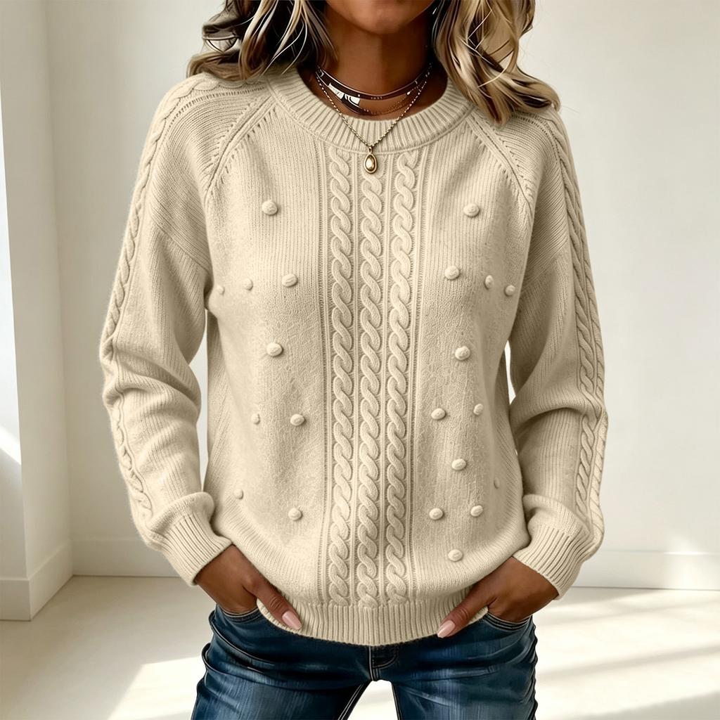 Women's Color Crewneck Knit Sweater Casual Everyday Top for Fall and Winter Wear