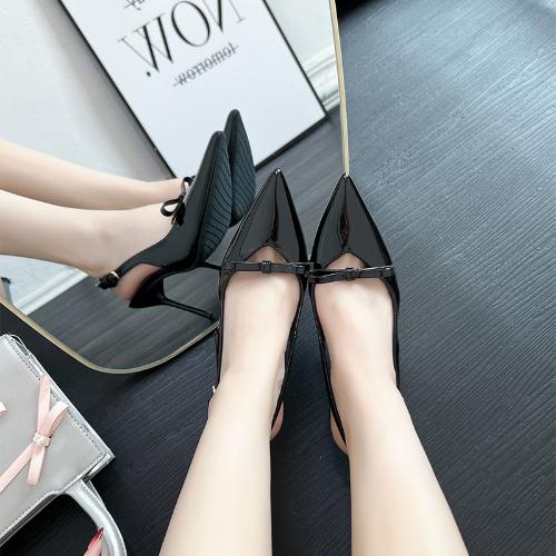 Fashion 2025 New Women's Pointed Toe High Heels Slip-On Slingback Patent Leather Pumps for Work & Casual Comfortable Office Shoes