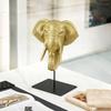 Elephant Head on Stand Gilded Decor Tabletop for Office