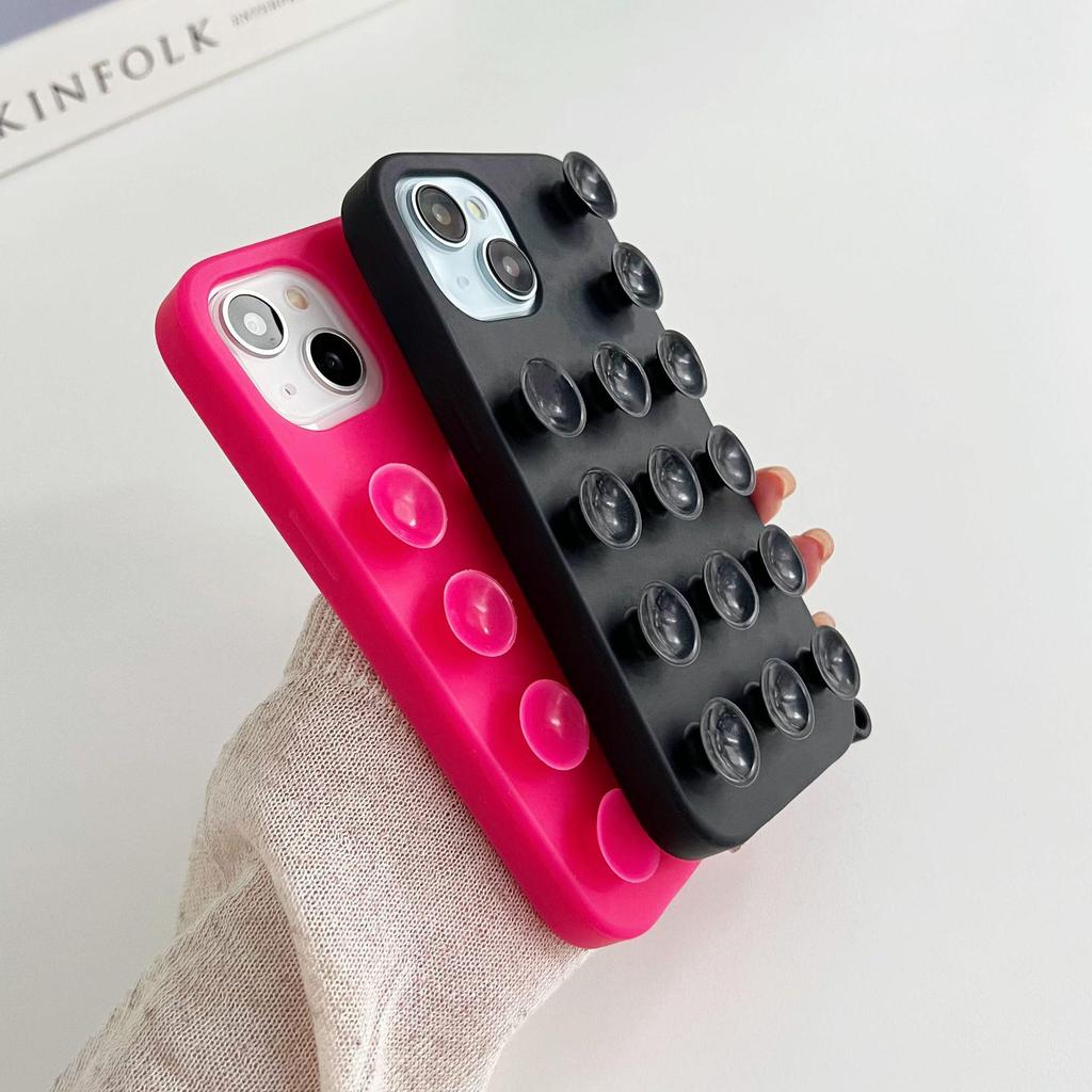 Jednokolorowe etui 3D z przyssawką, odporne na upadki, dla iPhone 17 Pro Max