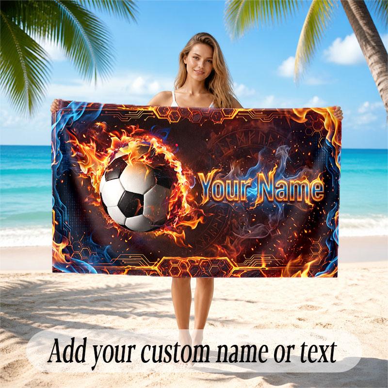 Decorative Artwork Theme Soft Beach Towel Personalized Custom Name Text Towel Portable for Beach Pool Travel