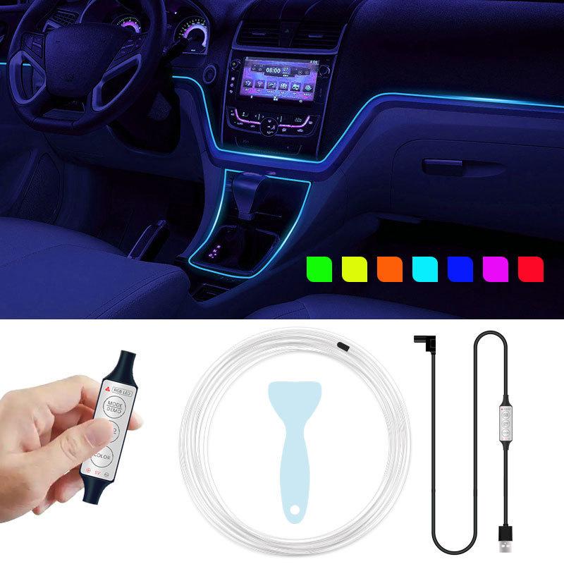 22 Modes 20 Colors 1-5M Car USB RGB LED Light Strip Interior Ambient Light Hand Control Invisible Fiber Optic Atmosphere Lamp