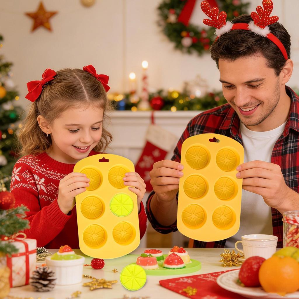 6-Cavity Fruit Shaped Silicone Candy Mold Non-Stick Reusable Chocolate Molds for Baking, Party Holiday Treats, Adults Kids