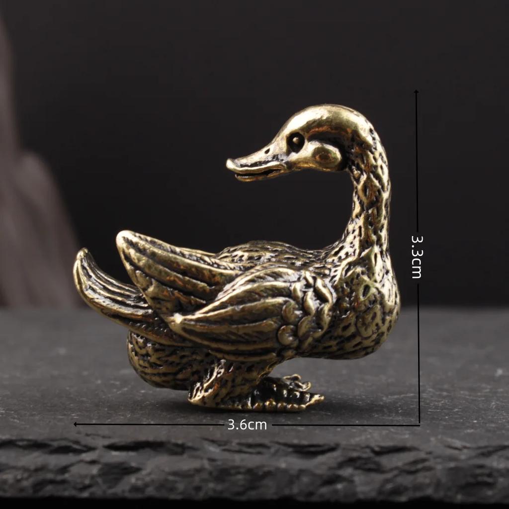 Retro Brass Delicate Duck Figurines Unique Copper Animal Crafts Home Desktop Decorations for Wedding Party Anniversary Day