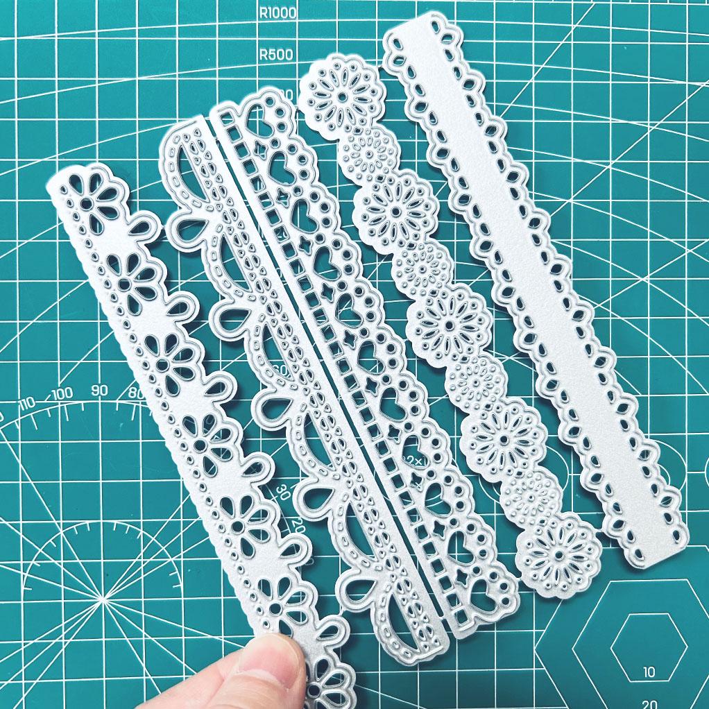Metal Cutting Dies 5 Vintage Lace Borders Edge Embossing Stencil Die Cuts for Card Making DIY Scrapbook Album Decoration