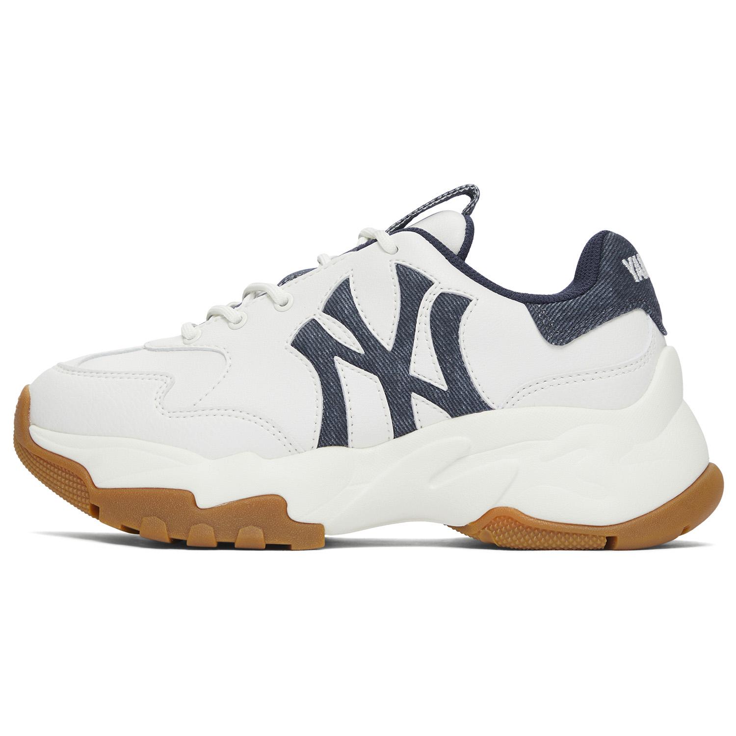 

New MLB New York Yankees Anti Slip Wear Resistant Low Top Chunky Sneakers Unisex White Navy Blue 3ASHD045N-50NYS 41