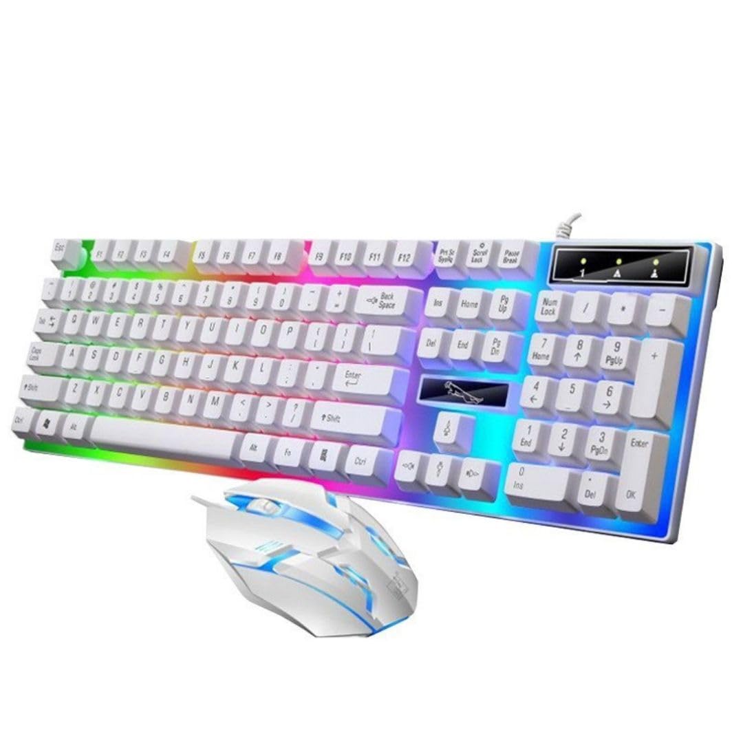 

Gaming Keyboard and Mouse USB for PC Set, Wired, Backlit, Cord, (White) білий