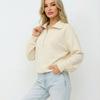 Women Spring Autumn Casual Sports Zipper Lapel Long Sleeve  Solid Color Pullover Hoodies Sweatshirt Top