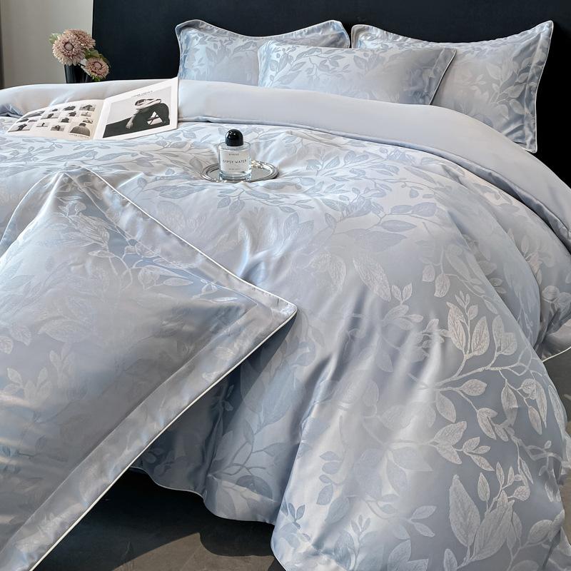 Ice Silk Jacquard Bedding Set Four-piece Set Silk Skin-friendly and Silky High-end Bed Sheet Quilt Cover Pillowcase