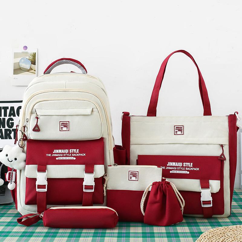 Schoolbags for Children Elementary School Students  Girls Junior High School Students  High School Five Piece Backpack