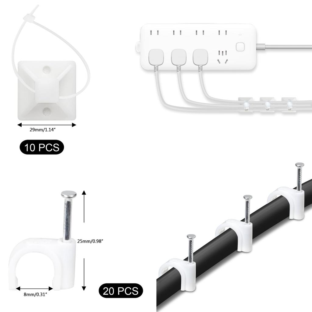 SOULWIT 200 STÜCKE Kabelmanagement 4 Kabel 7 Kabel 37 Kabel 20 Nagelkabel Magisches Kabel 10 Klettverschlusskabel 100 Nylon-Kabelbinder Kabelaufbewahrung Kabelorganisation