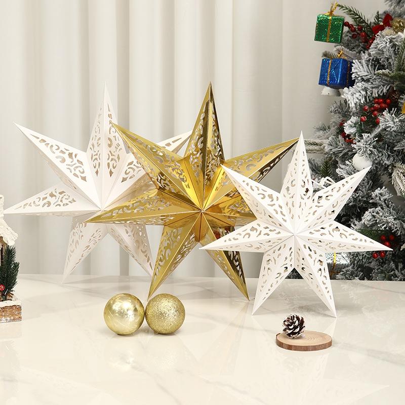 Ausgeschnittene Papierstern-Laterne Hängender Sternen-Lampenschirm Frohe Weihnachten Dekorationen für 2026 Haus Weihnachtsdekorationen Neues Jahr 2026