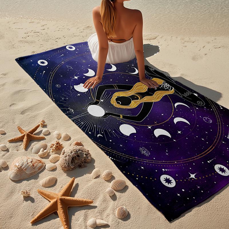 Moonlit Meditation Beach Towel, Super Soft Microfiber, Gift for Her/Him, Birthday, for Pool, Beach, Travel, Home Decor Fan gifts