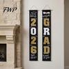 Durable Polyester Graduation Banner 1 Pair 2026 Decoration Class of Congrats Grad Door Sign Porch for Indoor Outdoor Front Hanging Party Supplies