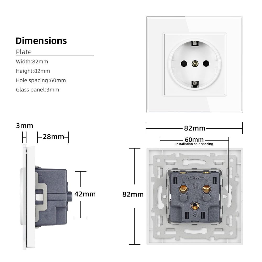 1Pcs Dual USB Fast Charge Panel Wall Switch Wall Power Socket Switch  for EU Standard Wall Mount DIY