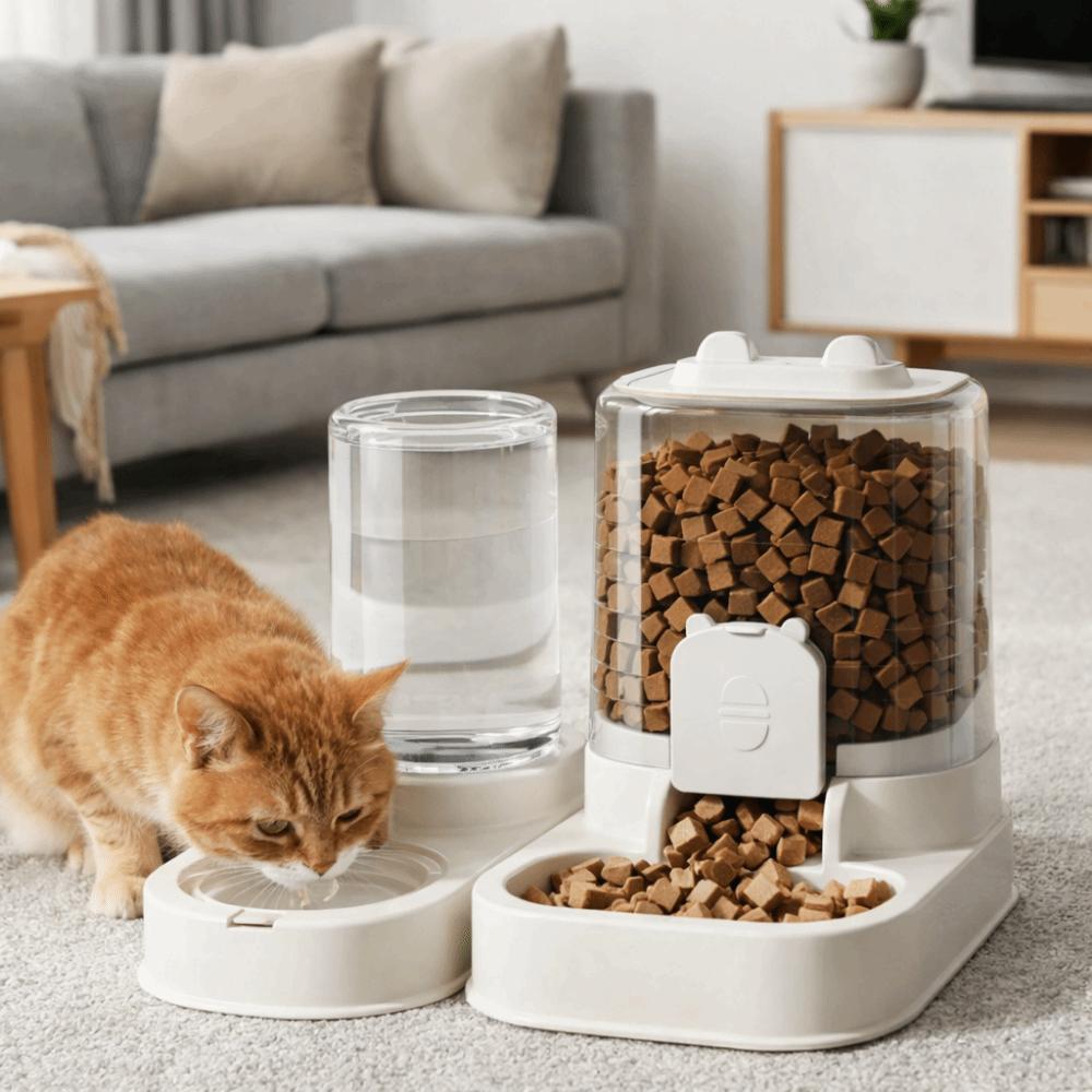 Transparent Automatic Pet Feeder Spill Proof Plastic Dog Cat Food Bowl Large Capacity Gravity Food Feeder Daily Feeding