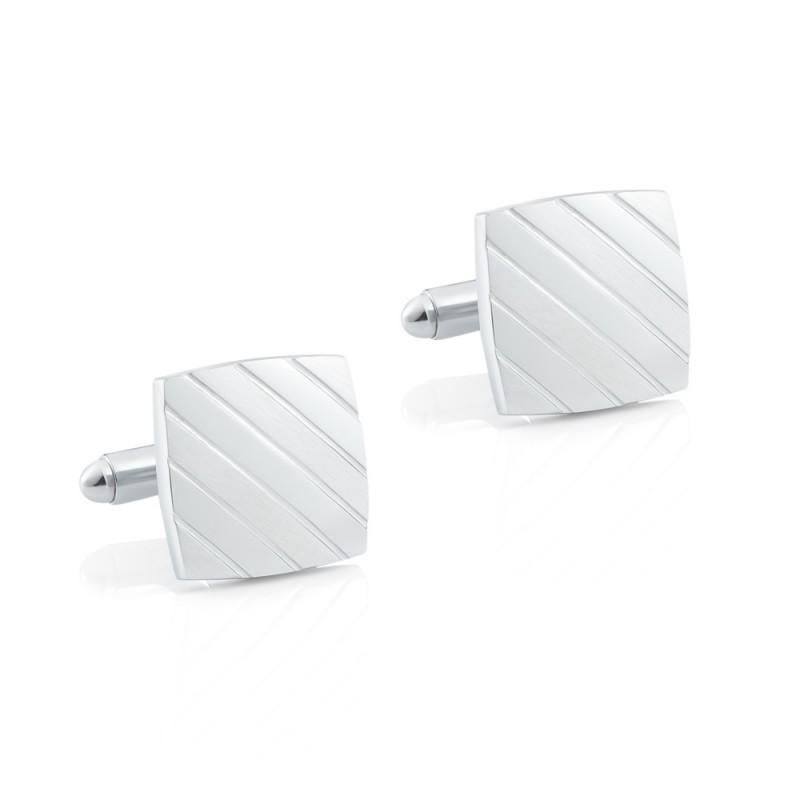 Square Twill Electroplated Silver Brushed Smooth Metal Cufflinks Men s French Shirt CL-C060