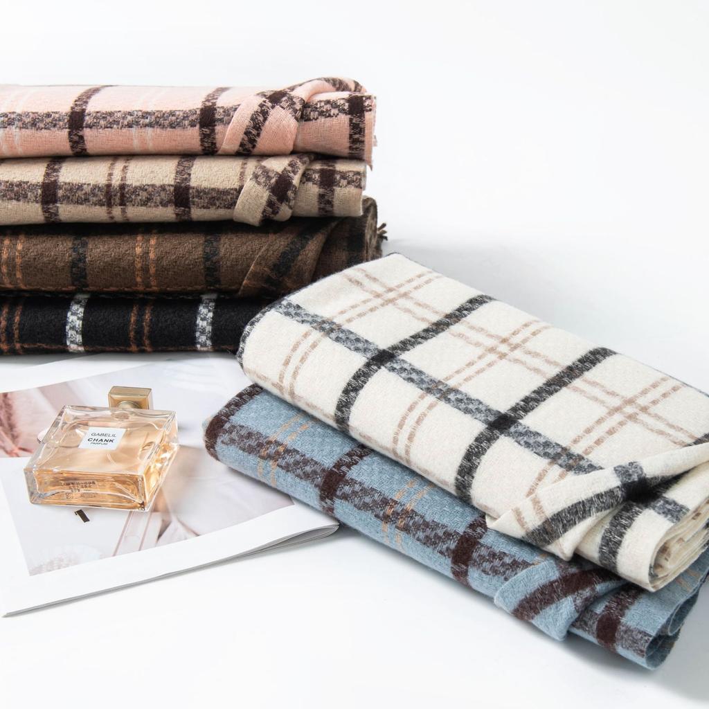 New Korean Sweet and Warm Imitation Cashmere Scarf Plaid Student Couple Winter Thickened Warm Long Scarf