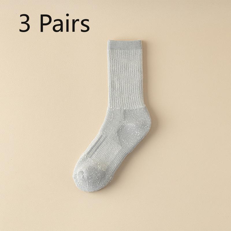 3 Pairs of New Men's Autumn and Winter Thick Plush Warm Towel Bottom Sports Tube Socks